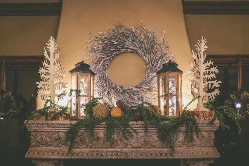 wreath fireplace