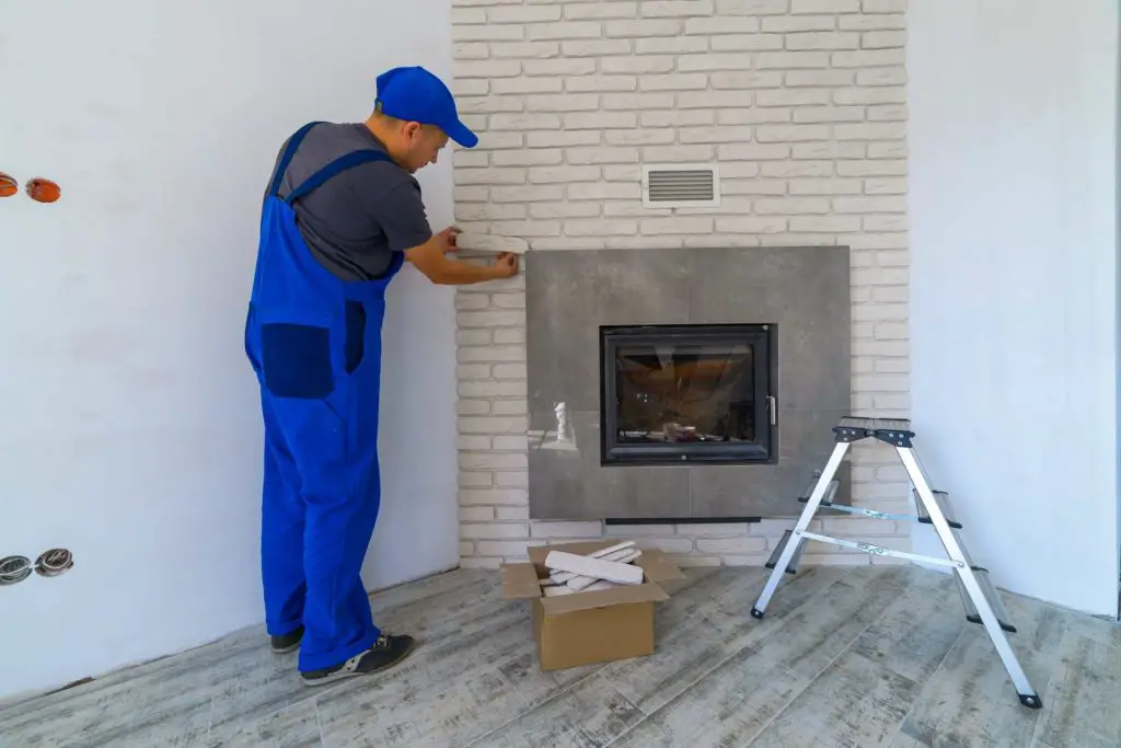 tiling a fireplace