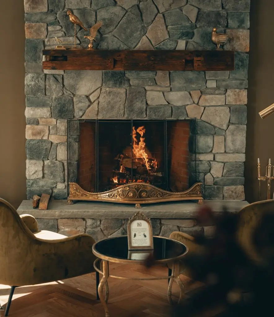 stone fireplace