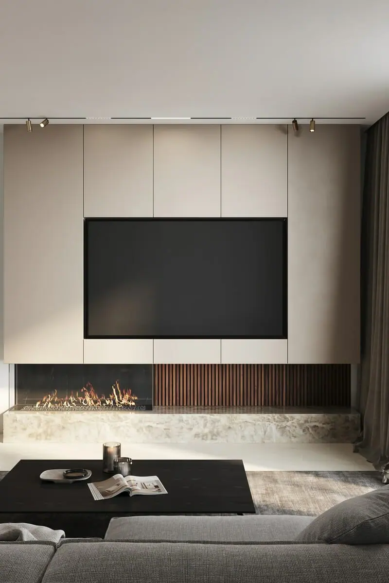 media wall fireplace and tv