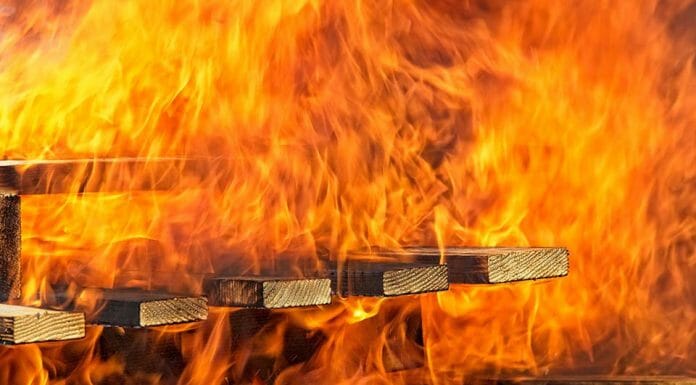 Can You Burn Pallets in a Wood Stove? Yes, but… A fire burning on a wooden bench.